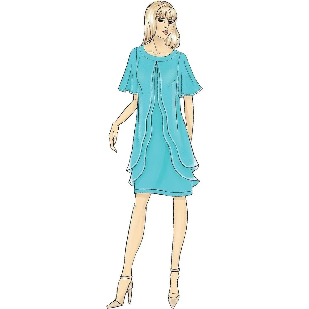 Butterick B6656 Dress Sewing Pattern Women‎ Size 18W-24W Easy Overlay Fitted